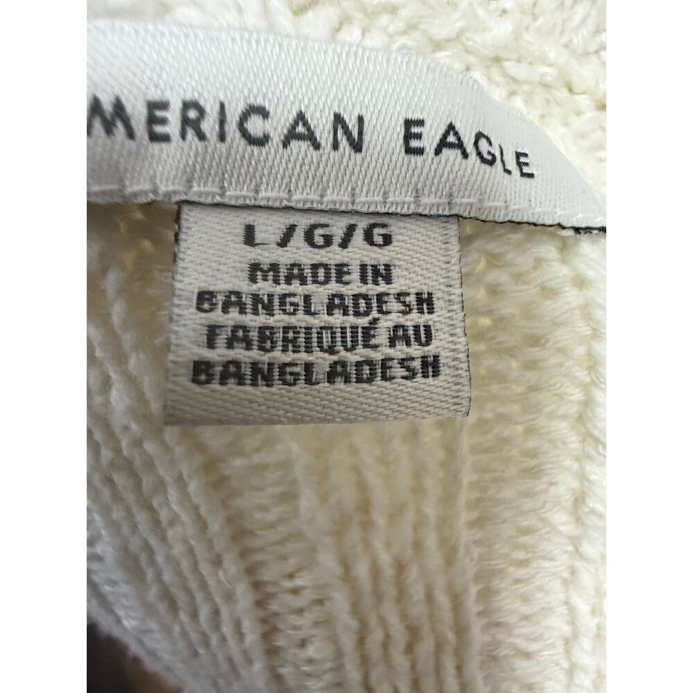 American Eagle cream ivory ribbed v neck button cardigan womens large - Picture 6 of 7